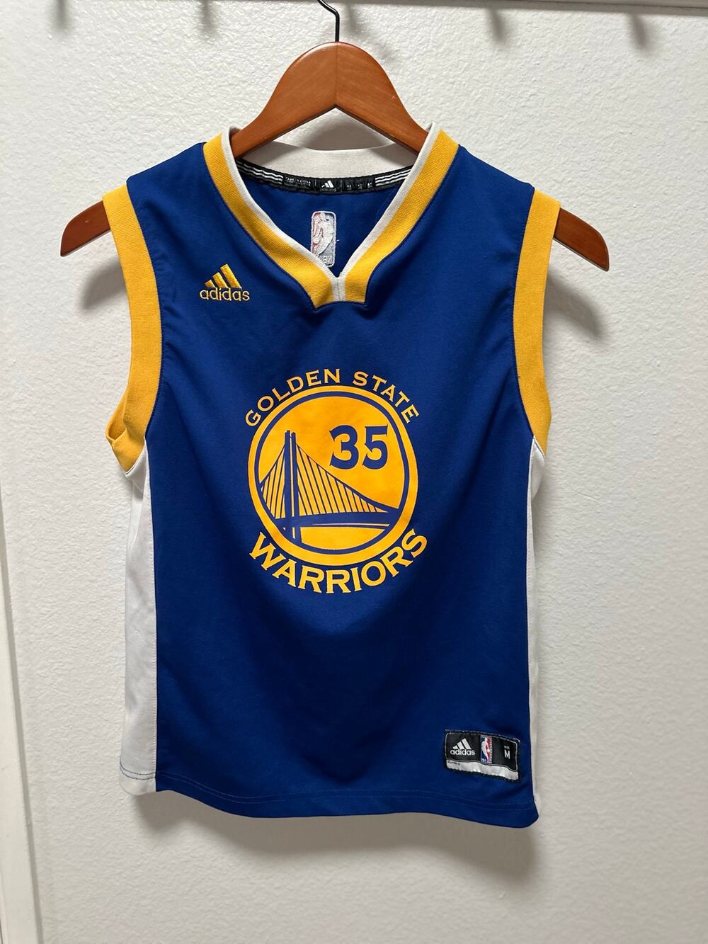 Golden State Warriors #35 Kevin Durant Adidas Jersey, Size Youth Medium (10/12)